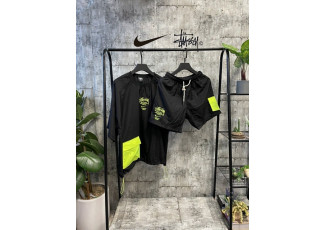 나이키 X 스투시 콜라보 로고 윈드 사이드 포켓 트레이닝 세트