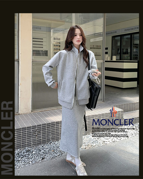 몽클레어 여성 2501-2 오버핏 집업 스커트 투피스 세트