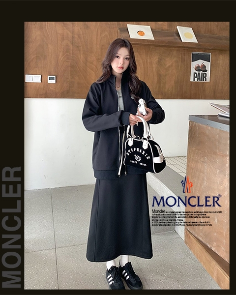 몽클레어 여성 2501-2 오버핏 집업 스커트 투피스 세트