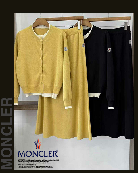 몽클레어 여성 25-867 레이어드 가디건 스커트 니트 투피스 세트