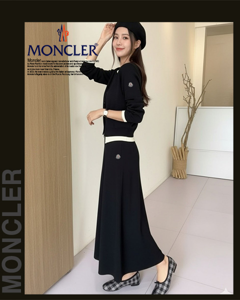 몽클레어 여성 25-867 레이어드 가디건 스커트 니트 투피스 세트