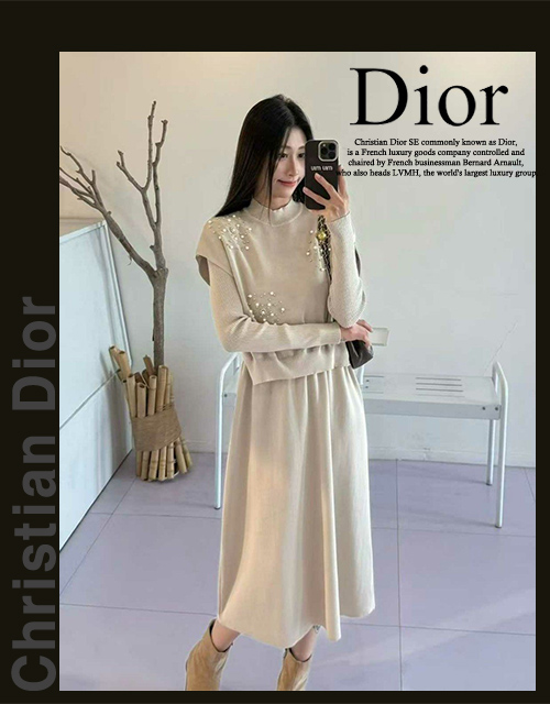 디올 여성 25-841 장식 베스트 원피스 세트