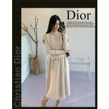 디올 여성 25-841 장식 베스트 원피스 세트