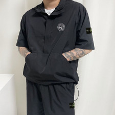 스톤아일랜드 버팅 로고 윈드 반팔 아노락 반바지 세트