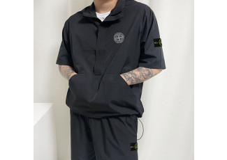 스톤아일랜드 버팅 로고 윈드 반팔 아노락 반바지 세트