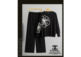 샤넬 여성 25-870 플라워 라운드 바지 니트 세트