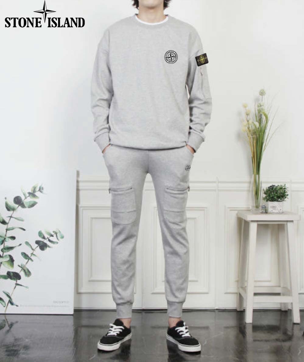 스톤아일랜드 버팅 로고 항공 지퍼 맨투맨 조거 팬츠 세트