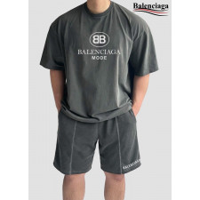 발렌시아가 모드 로고 피그먼트 워싱 반팔 반바지 세트