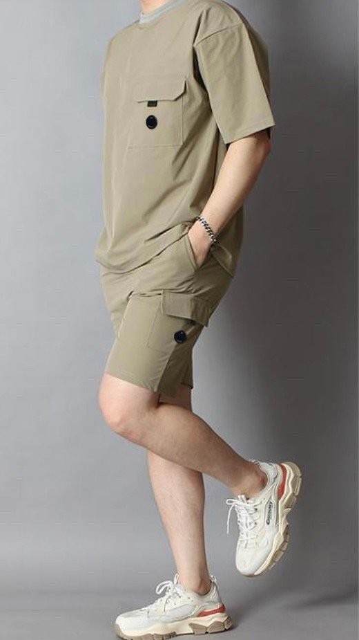 CP컴퍼니 렌즈 포켓 포인트 우븐 나일론 반팔 반바지 세트