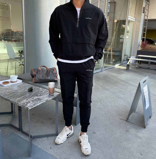 스톤아일랜드 스카치 메쉬 아노락 반집업 세트