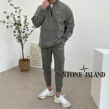 스톤아일랜드 스카치 메쉬 아노락 반집업 세트