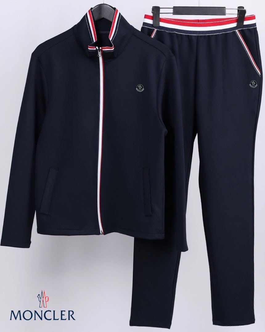 몽클레어 블랙 & 화이트 와펜 시그니처 삼선 트레이닝 세트