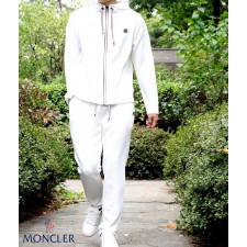 몽클레어 블랙 & 화이트 와펜 삼선 후드 트레이닝 팬츠 세트