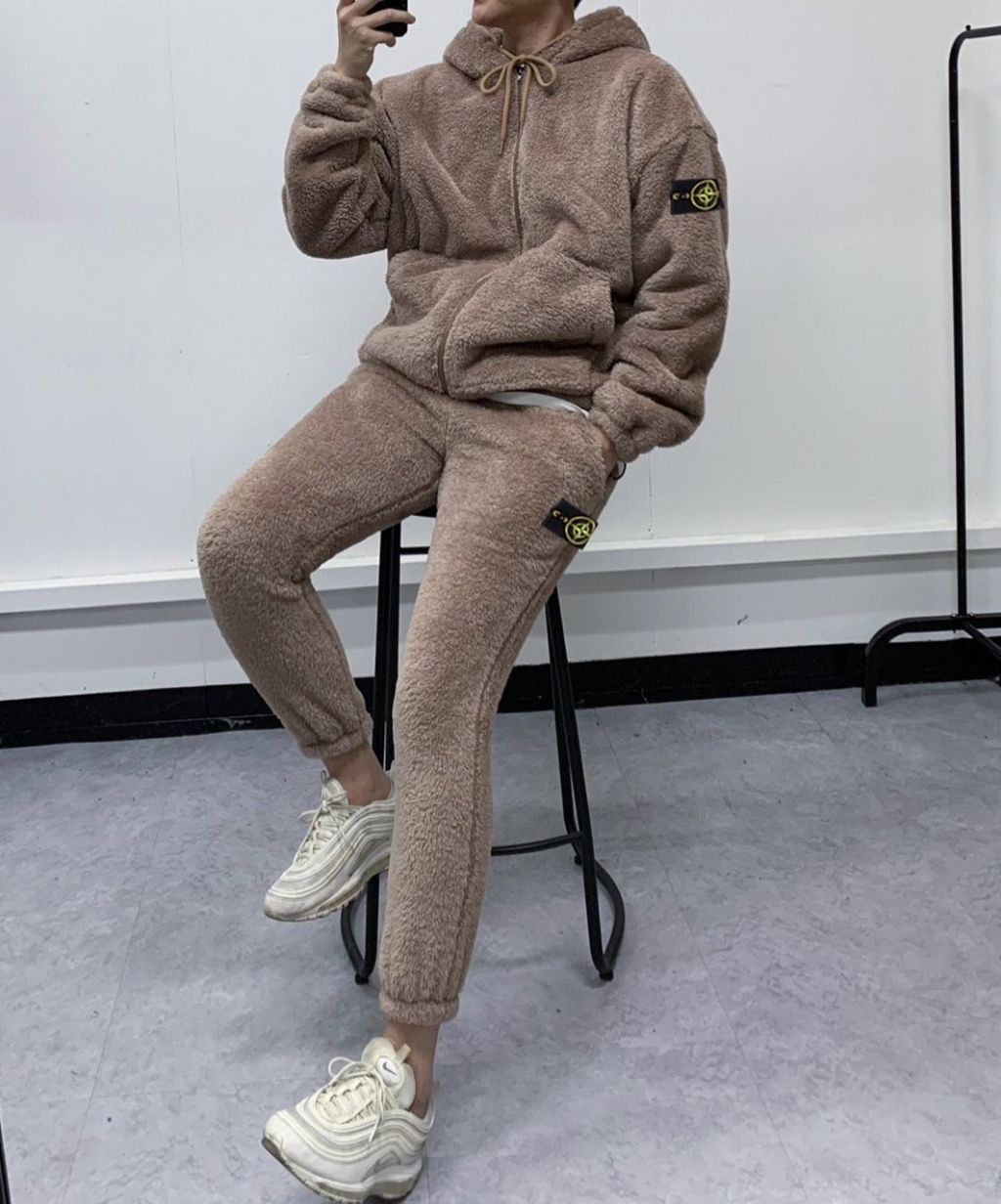 스톤아일랜드 양털 후드집업 트레이닝 세트