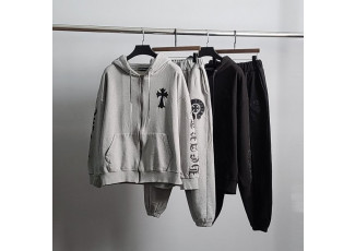 크롬하츠 레더 말굽 집업 트레이닝 세트