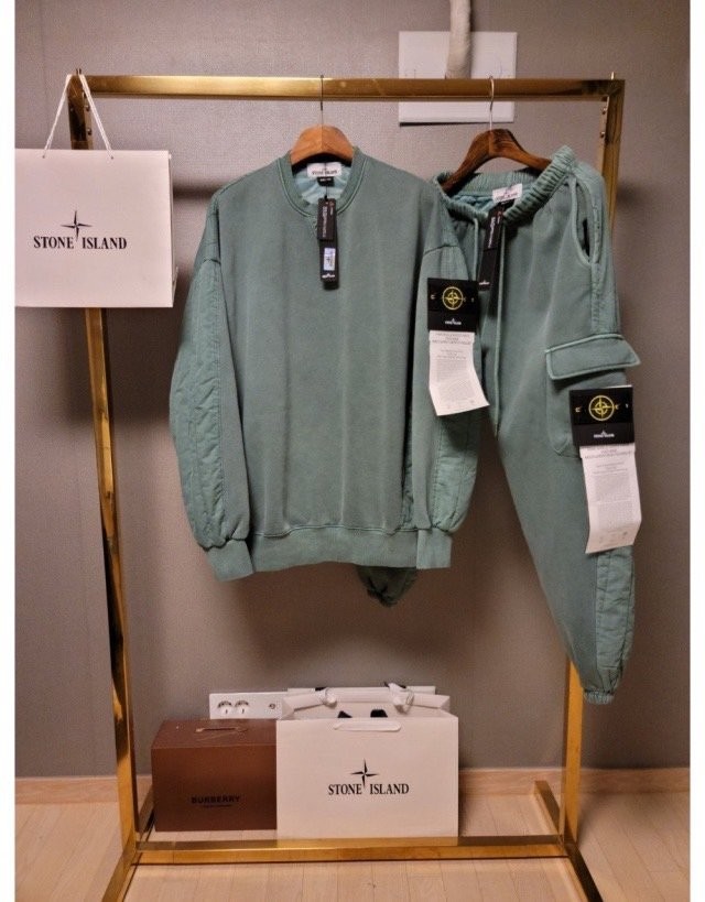 스톤아일랜드 기모 피그먼트 헤비 쭈리 퀄팅 세트