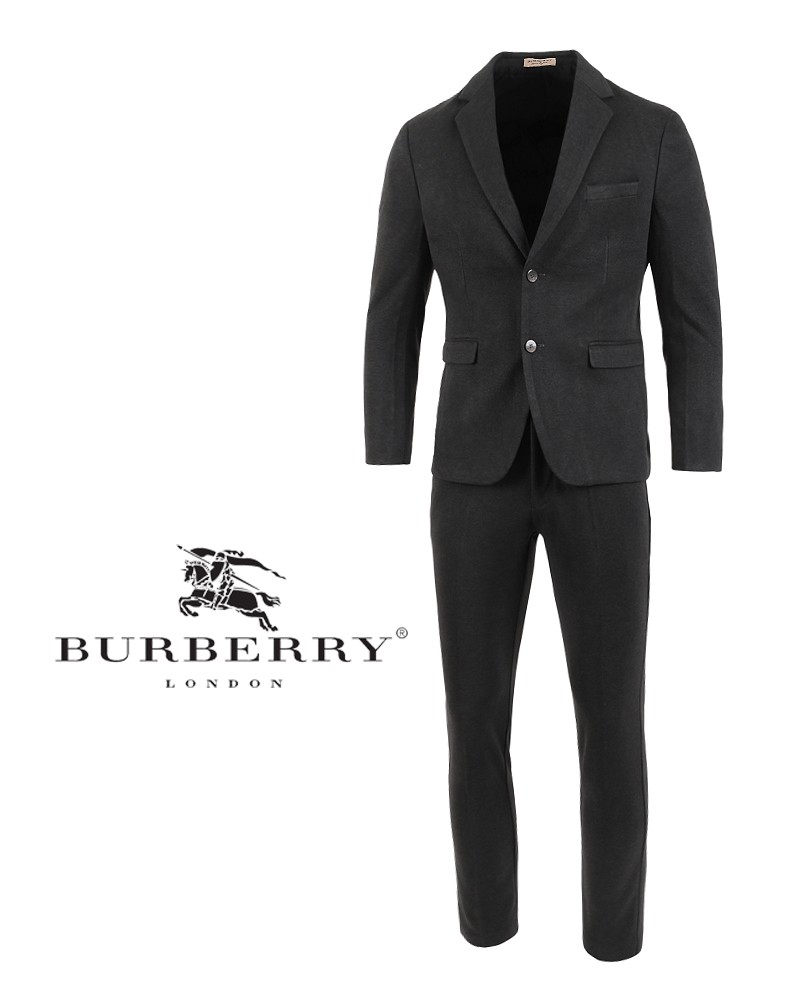 버버리 스틸 로고 싱글 모직 슬림 슈트 세트