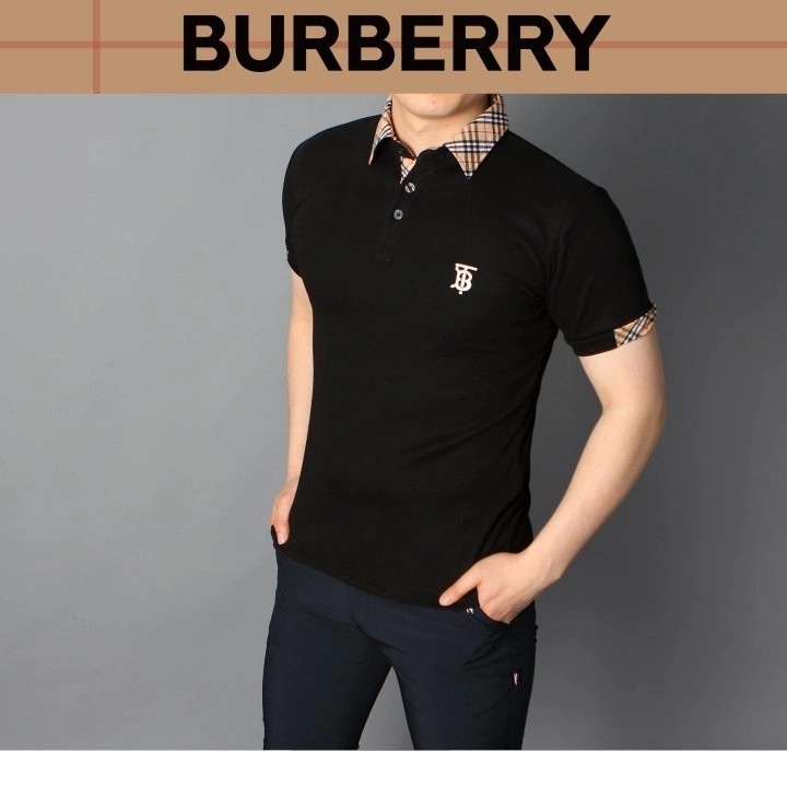 버버리 모노 자수 반팔 카라티