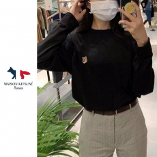 메종키츠네 여성 브라운 폭스 헤드 라운드 긴팔티