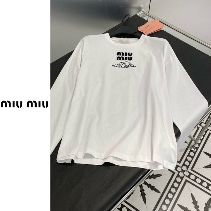 미우미우 여성 자수 저지 긴팔티