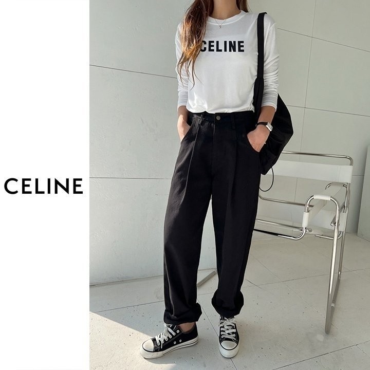 셀린느 여성 레터링 패치 긴팔티