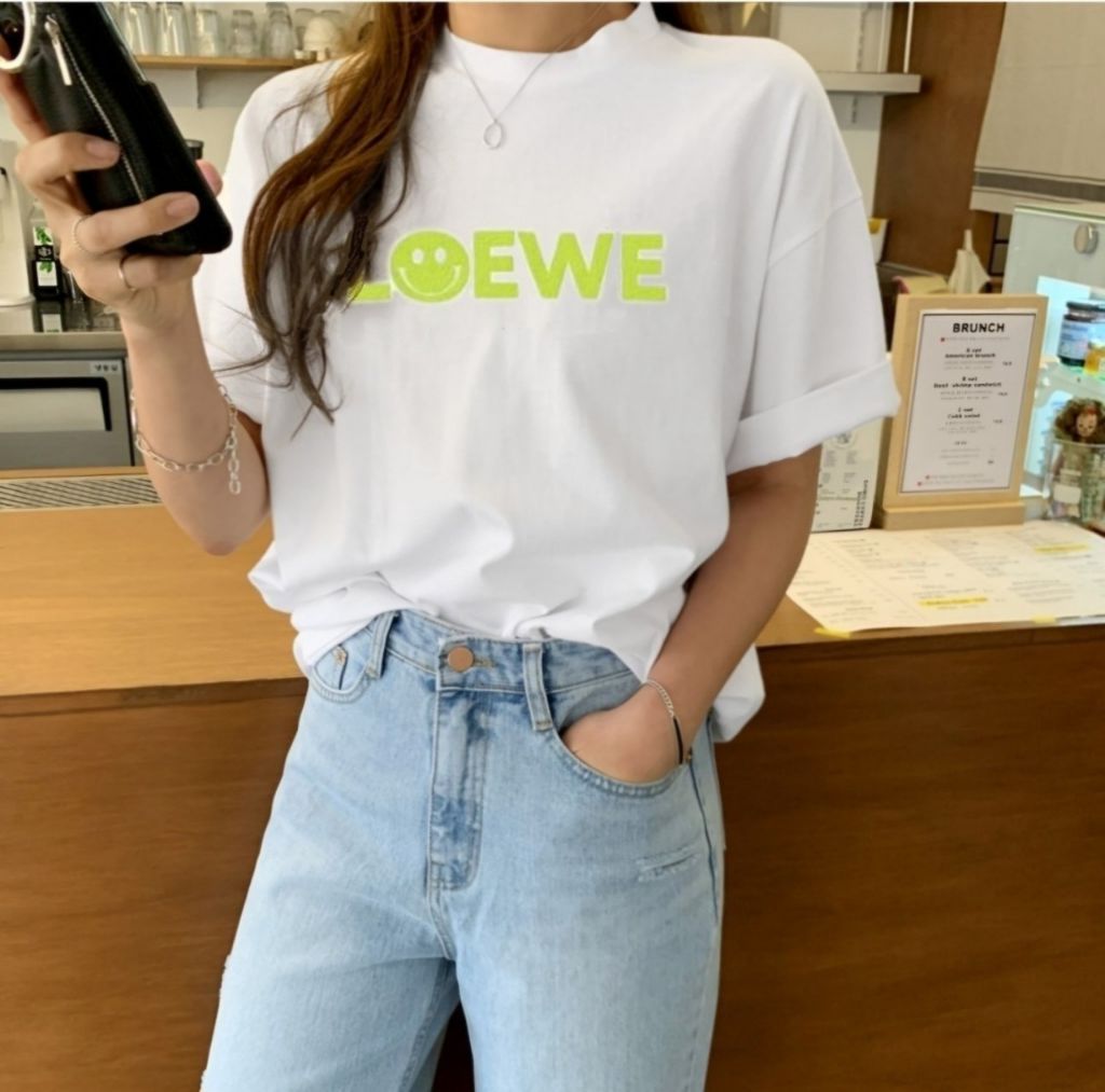 로에베 여성 스마일 반팔티