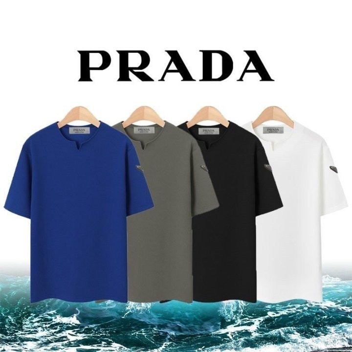 프라다 트임넥 엠보 반팔티