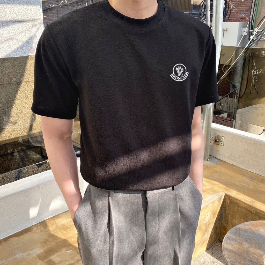 몽클레어 로고 코튼 라운드넥 반팔티