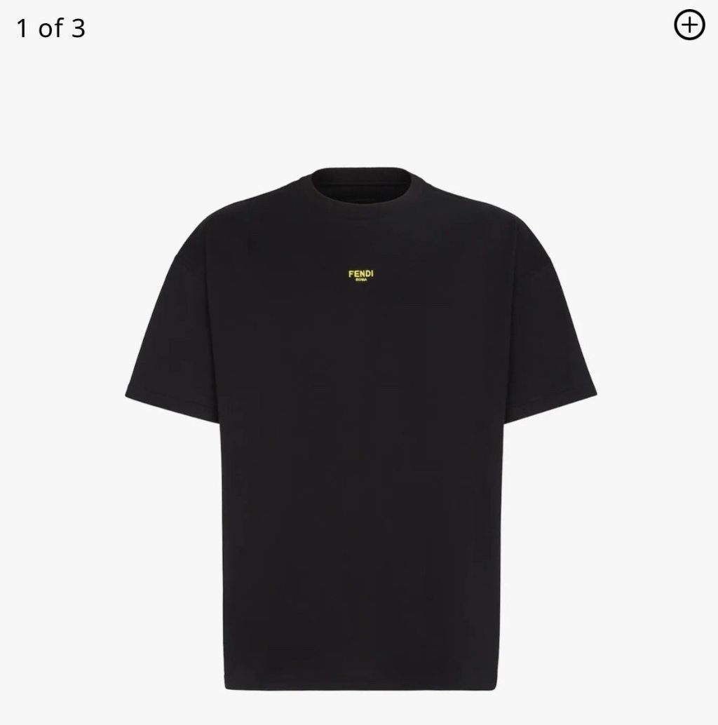 펜디 로마 자수 로고 블랙 저지 반팔티