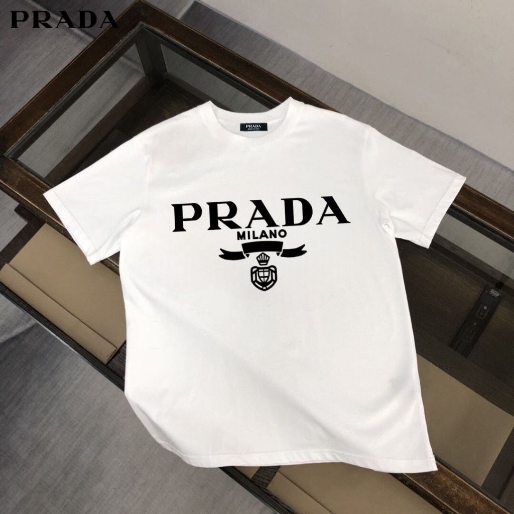 프라다 밀라노 빅 로고 라운드 반팔티