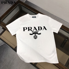 프라다 밀라노 빅 로고 라운드 반팔티