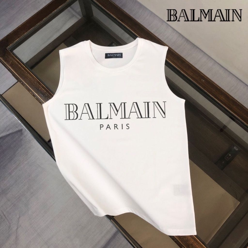 발망 메탈릭 파리 로고 프린트 싱글 나시