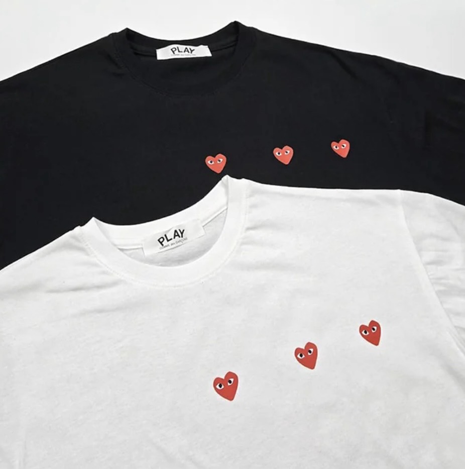 꼼데가르송 트리플 미니 하트 로고 반팔티