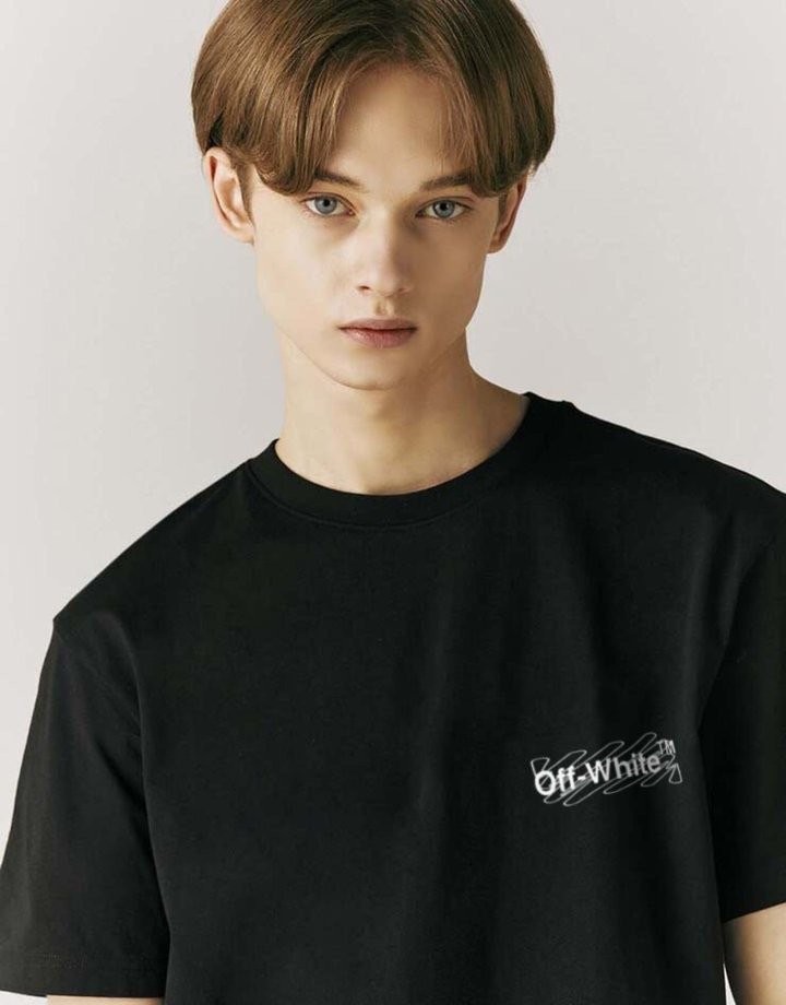 오프화이트 라인 스케치 반팔티