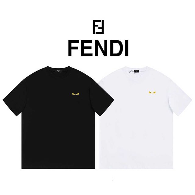 펜디 옐로우 스몰 로고 반팔티