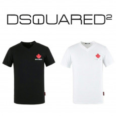 디스퀘어드2 실버 로고 V넥 반팔티