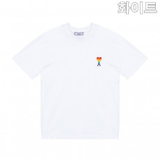 아미 스몰 로고 레인보우 자수 반팔티