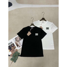 미우미우 자수 컷트 반팔티