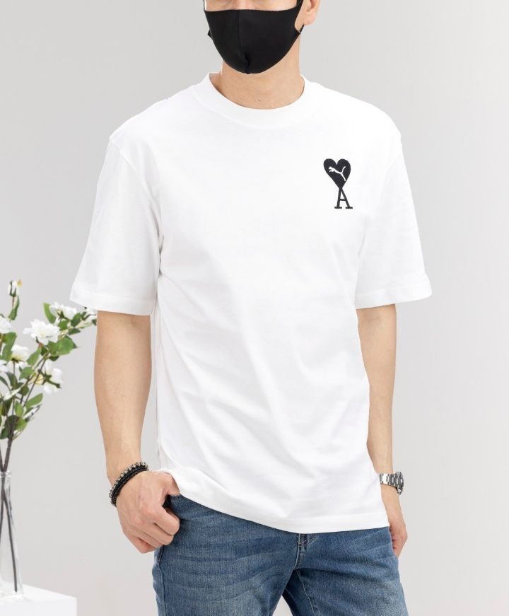 아미 X 푸마 콜라보 하트 로고 라운드 반팔티