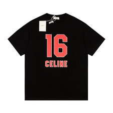 셀린느 레드 16 럭셔리 레드 로고 반팔티