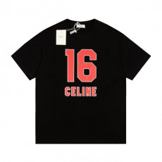 셀린느 레드 16 럭셔리 레드 로고 반팔티