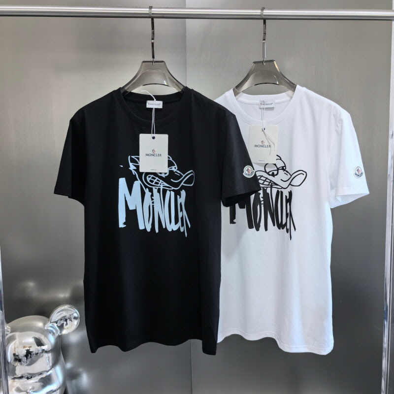 몽클레어 덕 모티프 레터링 로고 프린트 반팔티