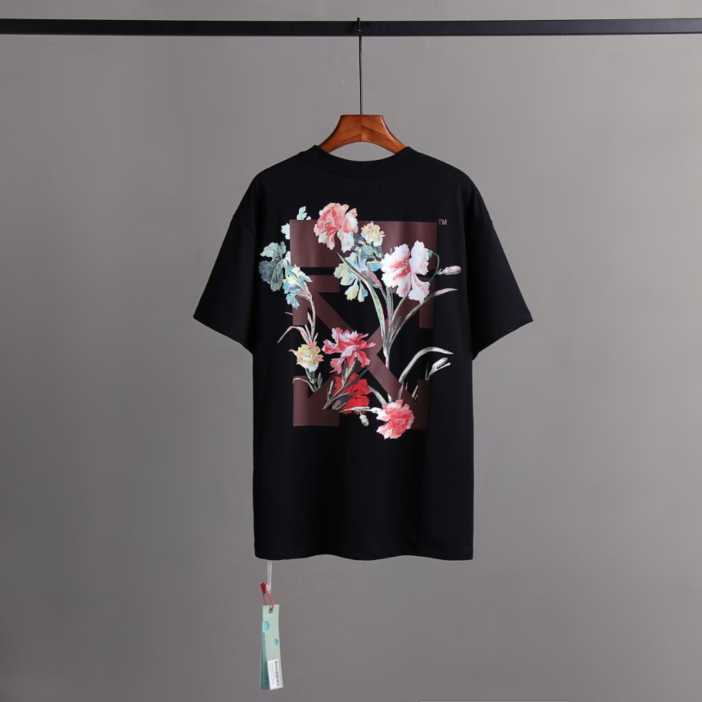 오프화이트 플라워 꽃 반팔티