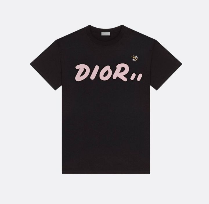 디올 핑크 로고 벌 라운드 반팔티