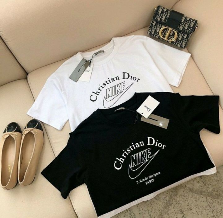 나이키 X 디올 콜라보 가슴 원형 나염 반팔티