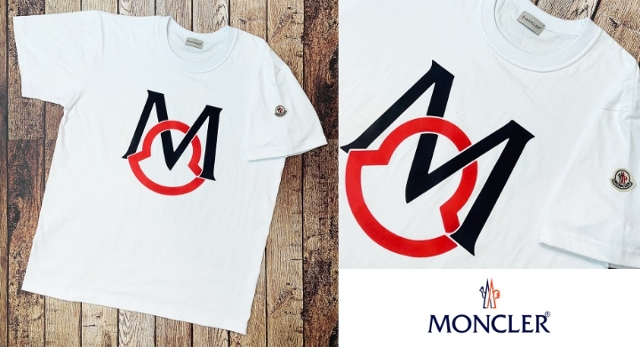 몽클레어 M 레드 라인 로고 와팬 세미 오버핏 반팔티