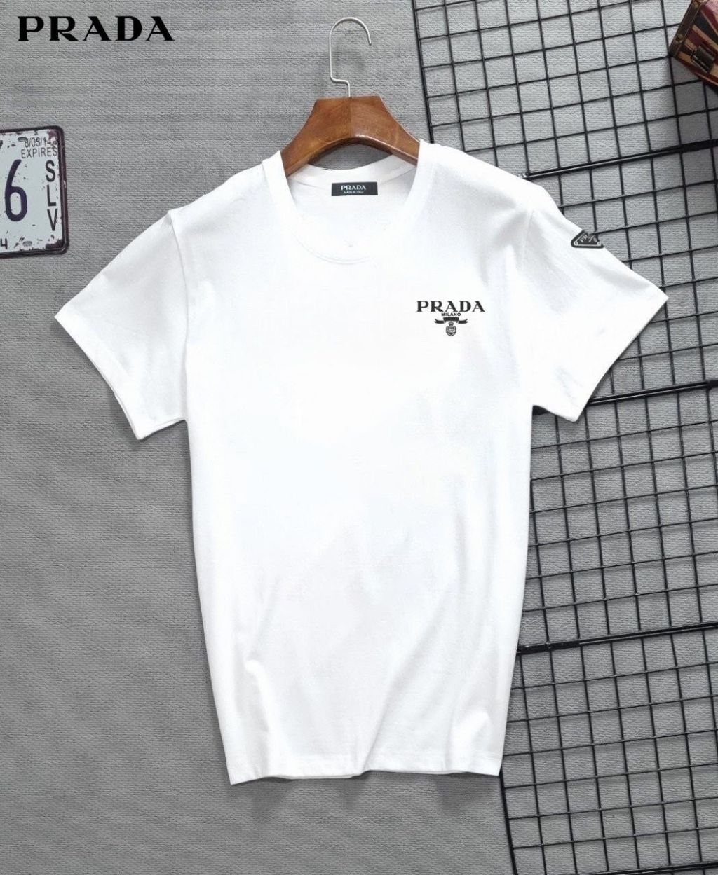 프라다 밀라노 로고 코튼 반팔티