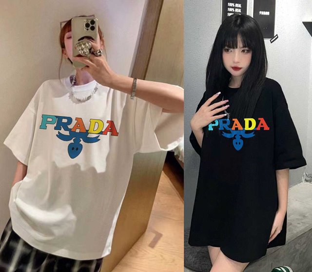 프라다 Pda 레인보우 멀티 나염 반팔티