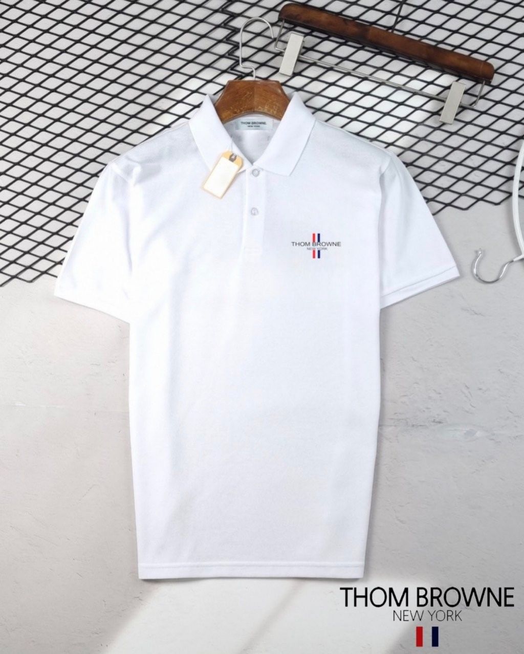 톰브라운 프린팅 로고 PK 반팔 카라티