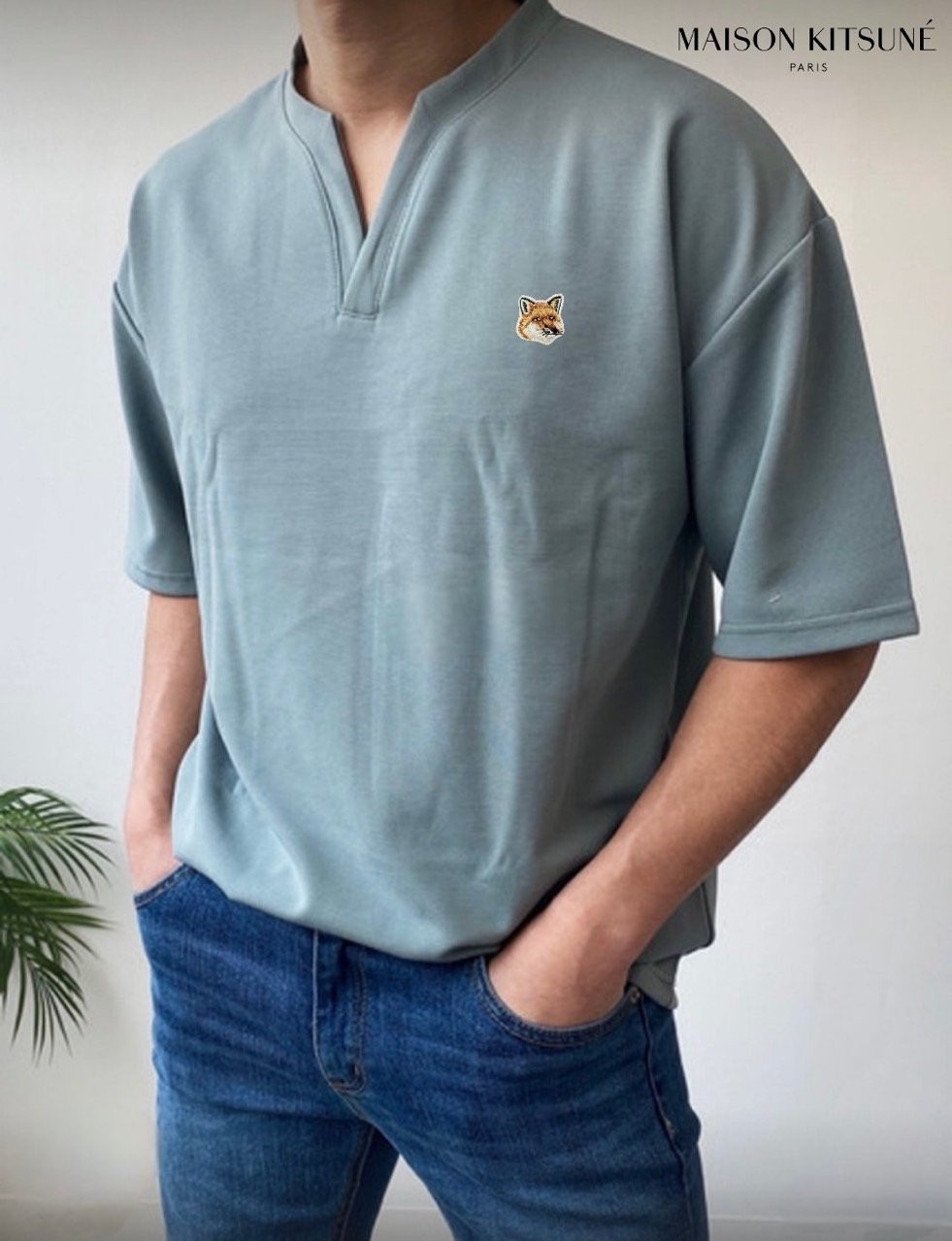 메종키츠네 막시 V 트임넥 반팔티